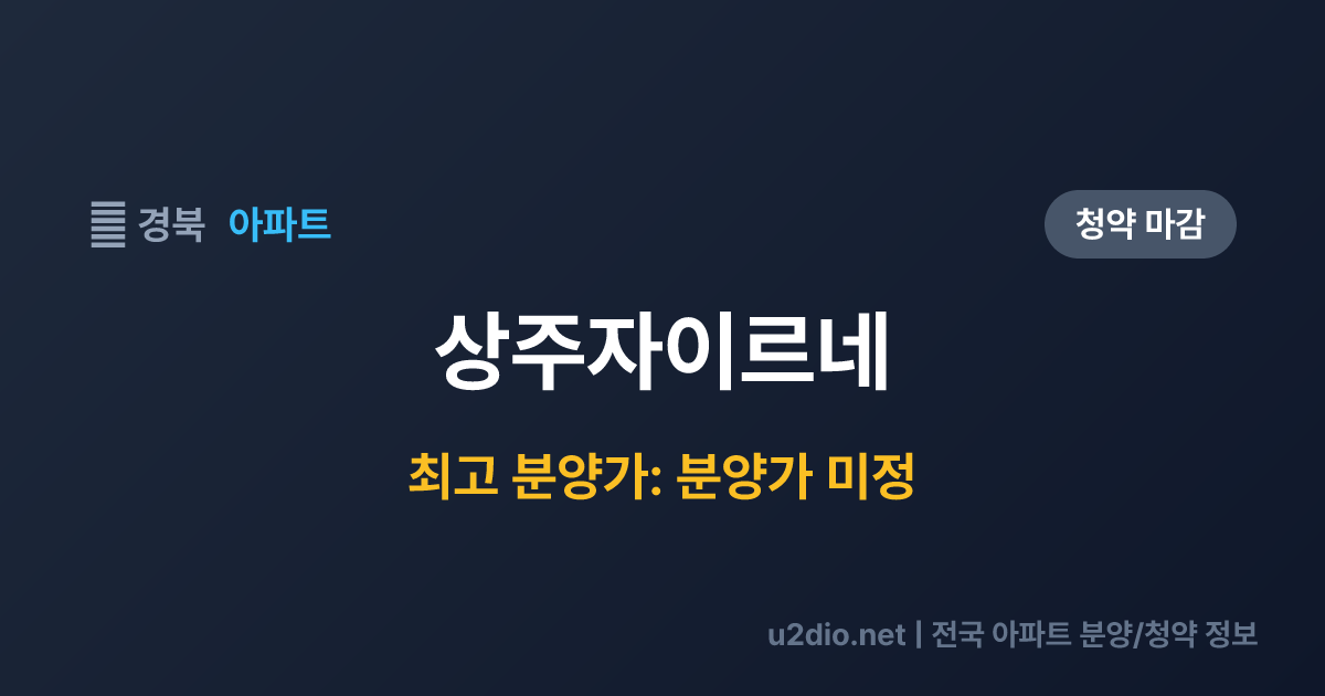 상주자이르네 분양 정보 요약