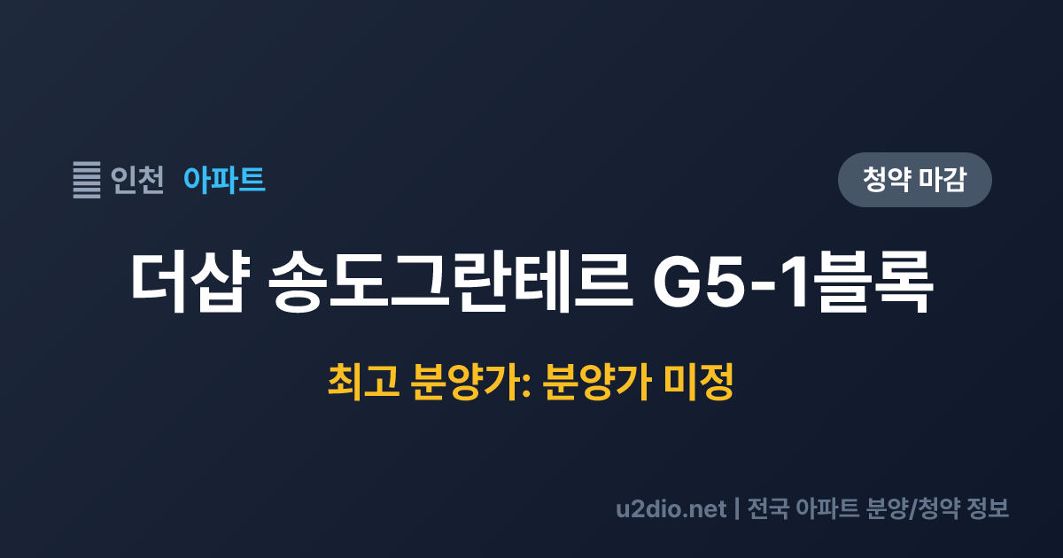 더샵 송도그란테르 G5-1블록 분양 정보 요약