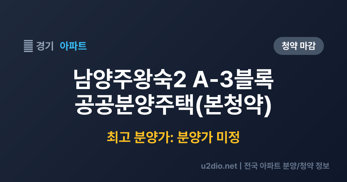 남양주왕숙2 A-3블록 공공분양주택(본청약) 분양 정보 요약