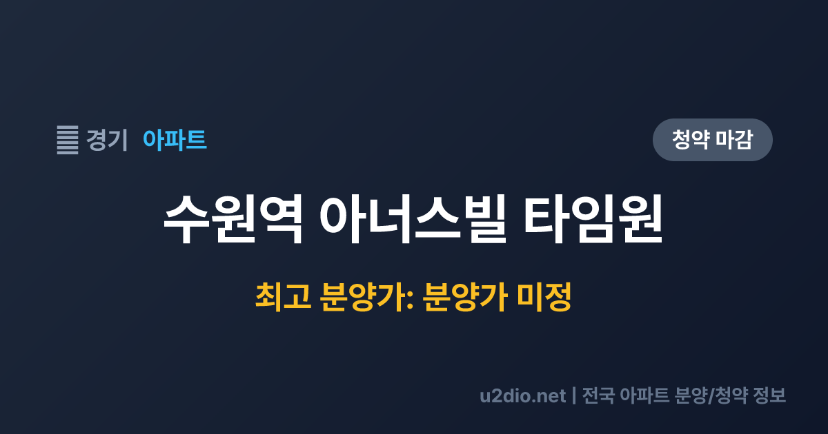 수원역 아너스빌 타임원 분양 정보 요약