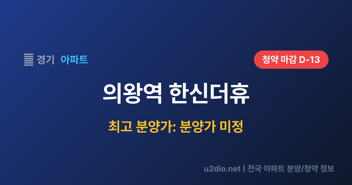 의왕역 한신더휴 분양 정보 요약