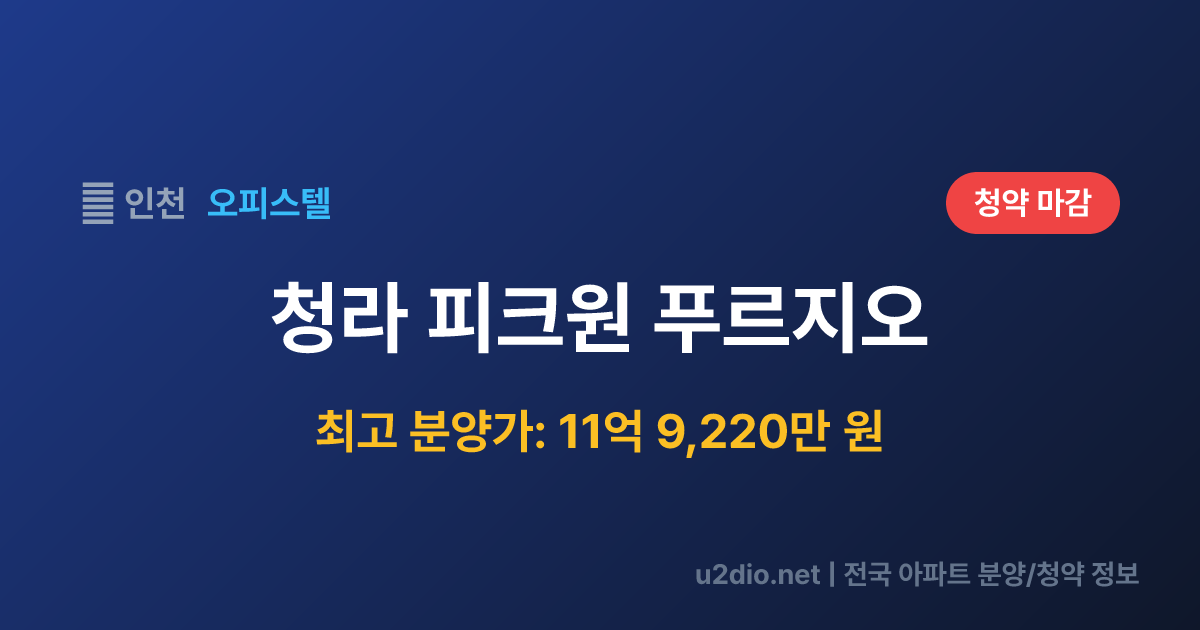 청라 피크원 푸르지오 분양 정보 요약