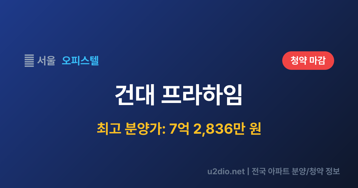 건대 프라하임 분양 정보 요약