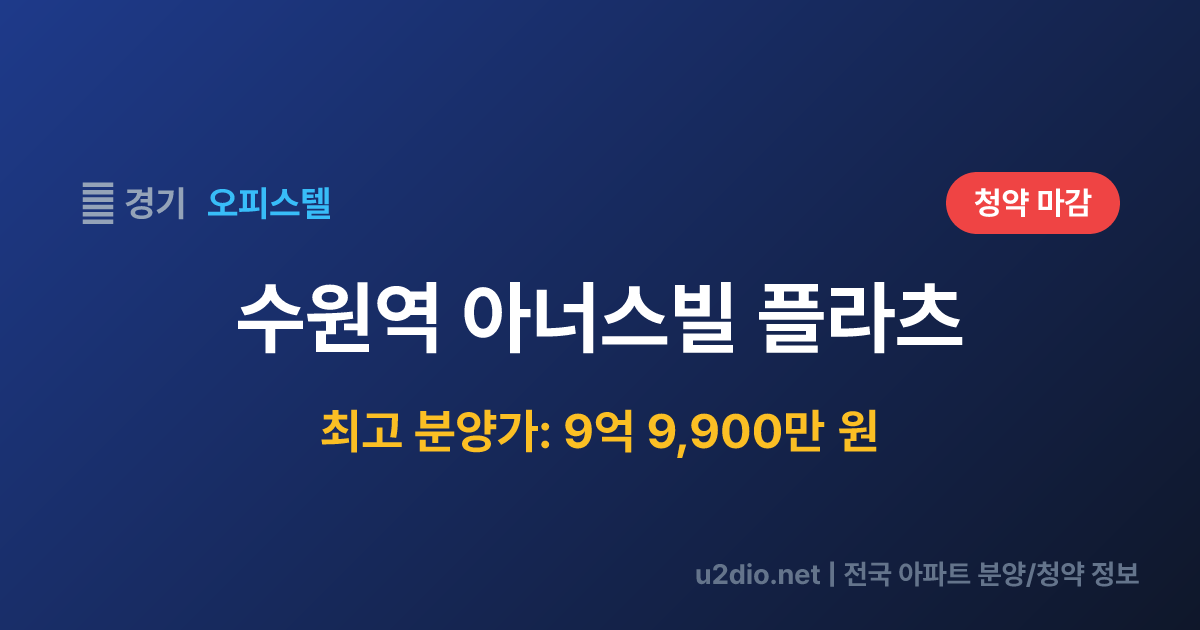 수원역 아너스빌 플라츠 분양 정보 요약